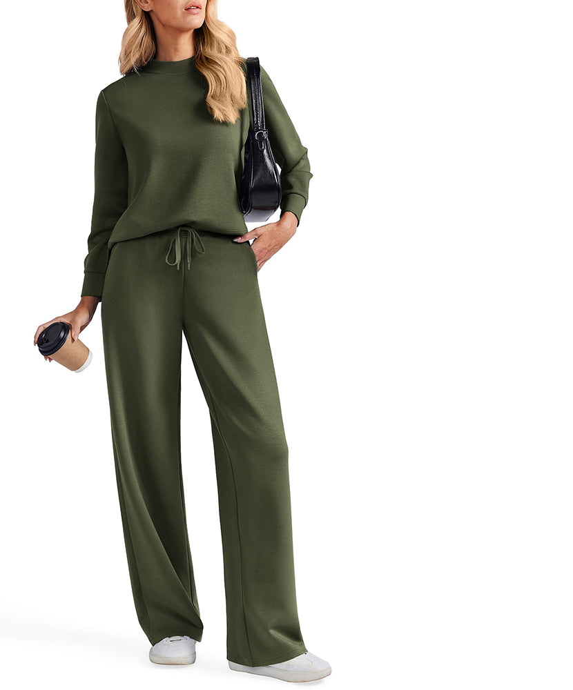 Women's Sporty Mock Neck Sweatsuit 2 Piece Set