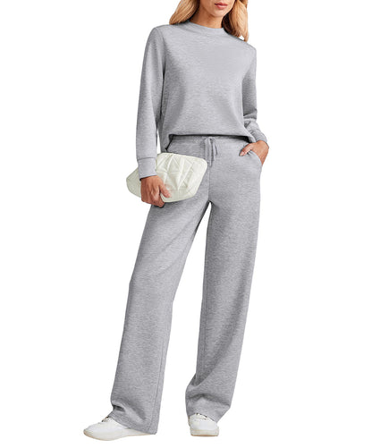 Women's Sporty Mock Neck Sweatsuit 2 Piece Set