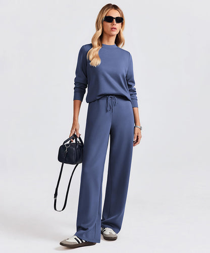 Women's Sporty Mock Neck Sweatsuit 2 Piece Set