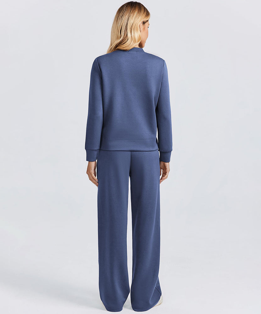 Women's Sporty Mock Neck Sweatsuit 2 Piece Set