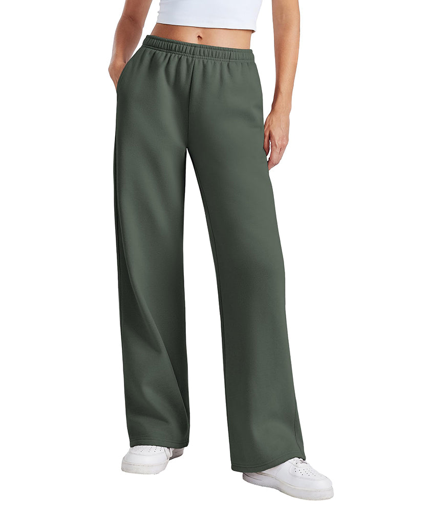Women's Fleece Lined Wide Leg Sweatpants