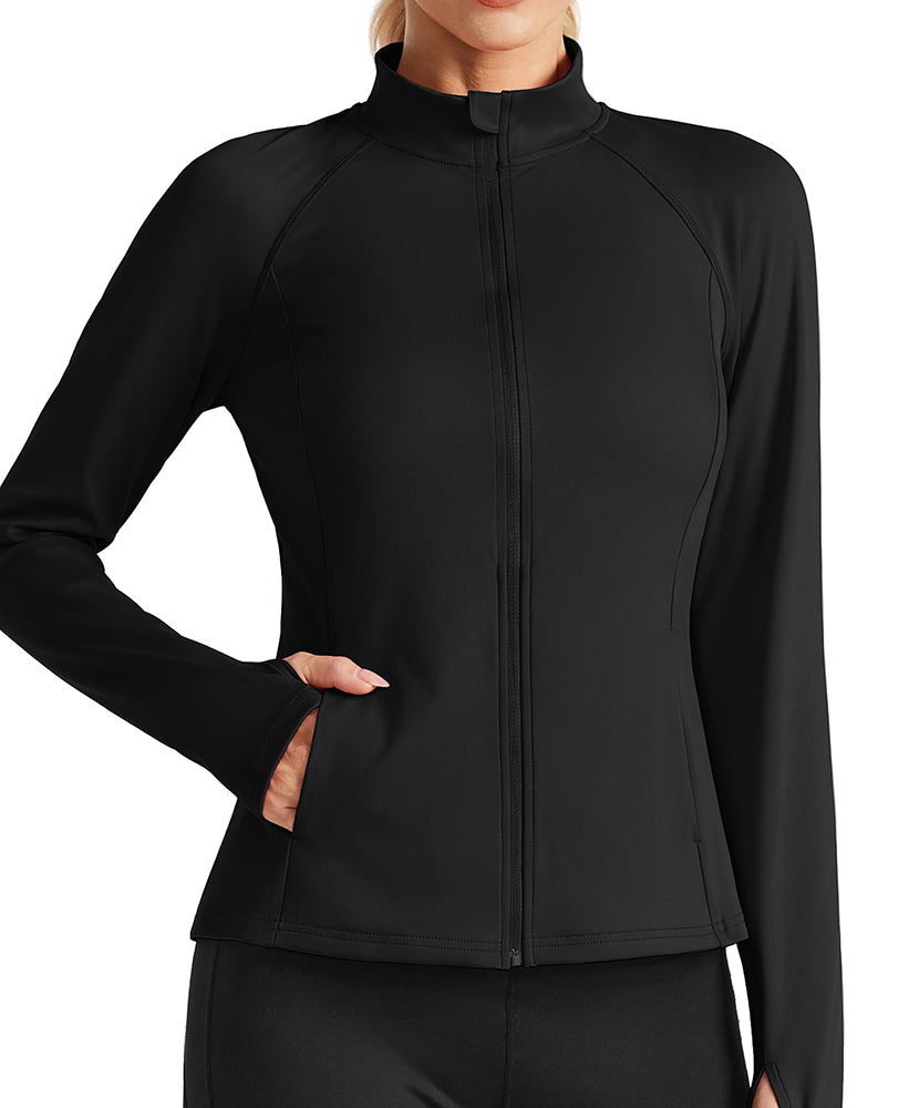 Women's Athletic Zip Up Workout Jacket with 4 Pockets