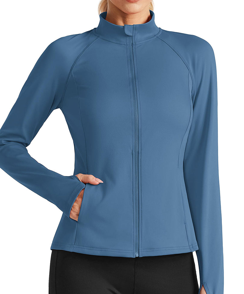 Women's Athletic Zip Up Workout Jacket with 4 Pockets