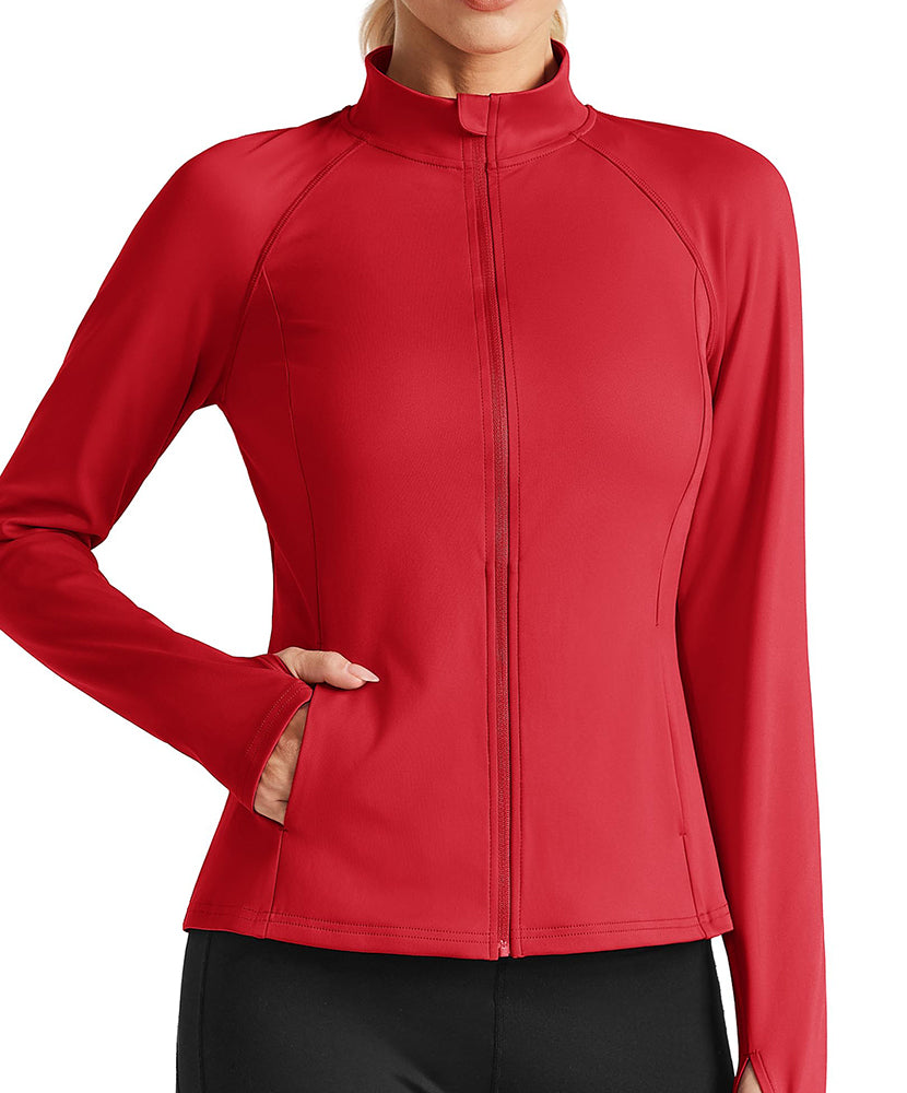 Women's Athletic Zip Up Workout Jacket with 4 Pockets