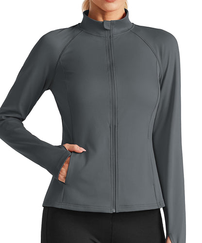 Women's Athletic Zip Up Workout Jacket with 4 Pockets