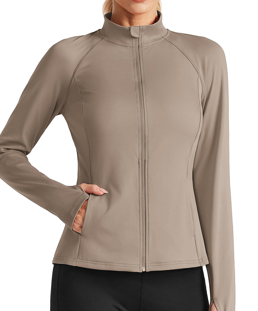Women's Athletic Zip Up Workout Jacket with 4 Pockets
