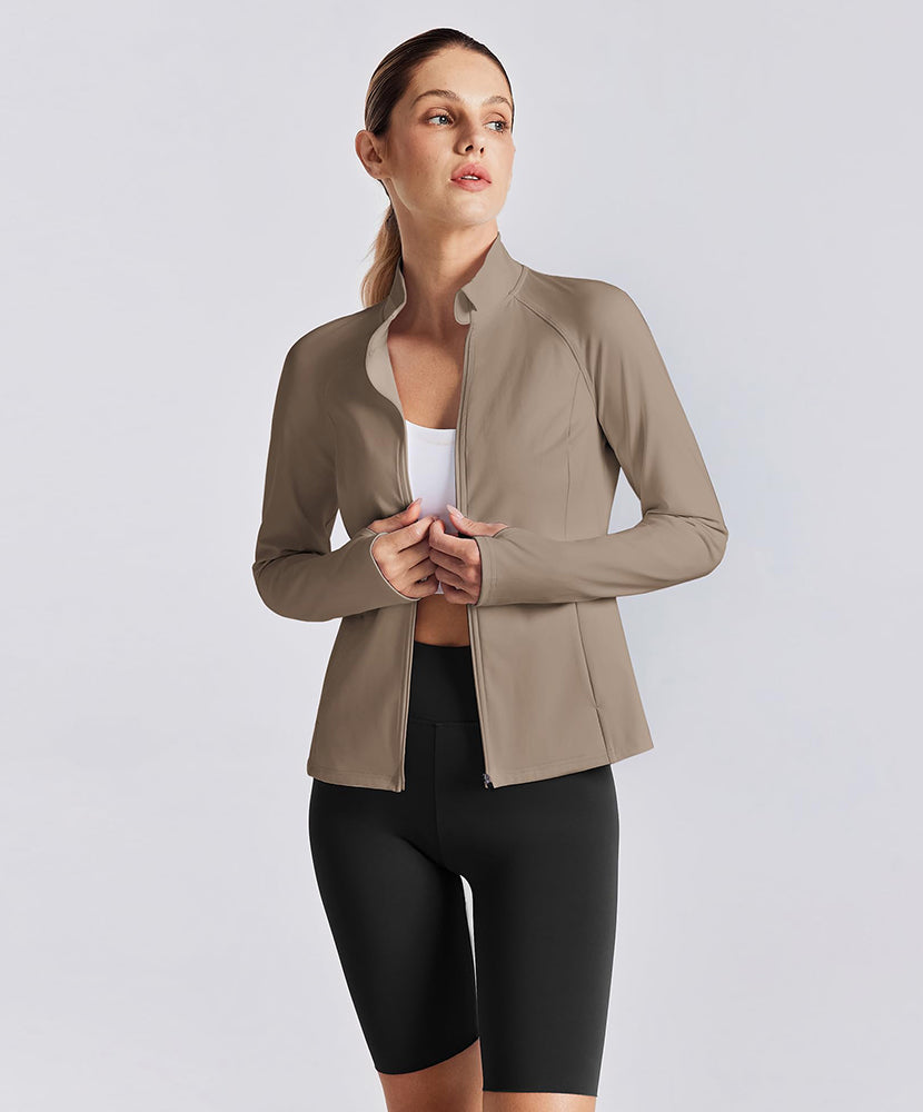 Women's Athletic Zip Up Workout Jacket with 4 Pockets