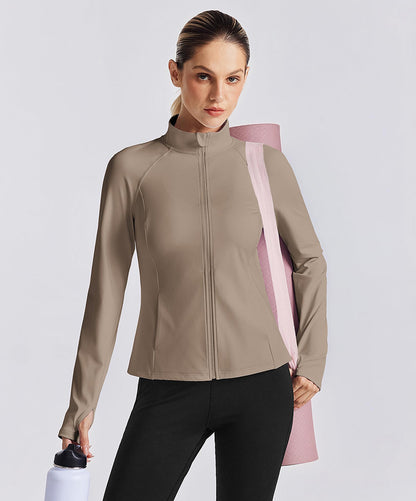 Women's Athletic Zip Up Workout Jacket with 4 Pockets