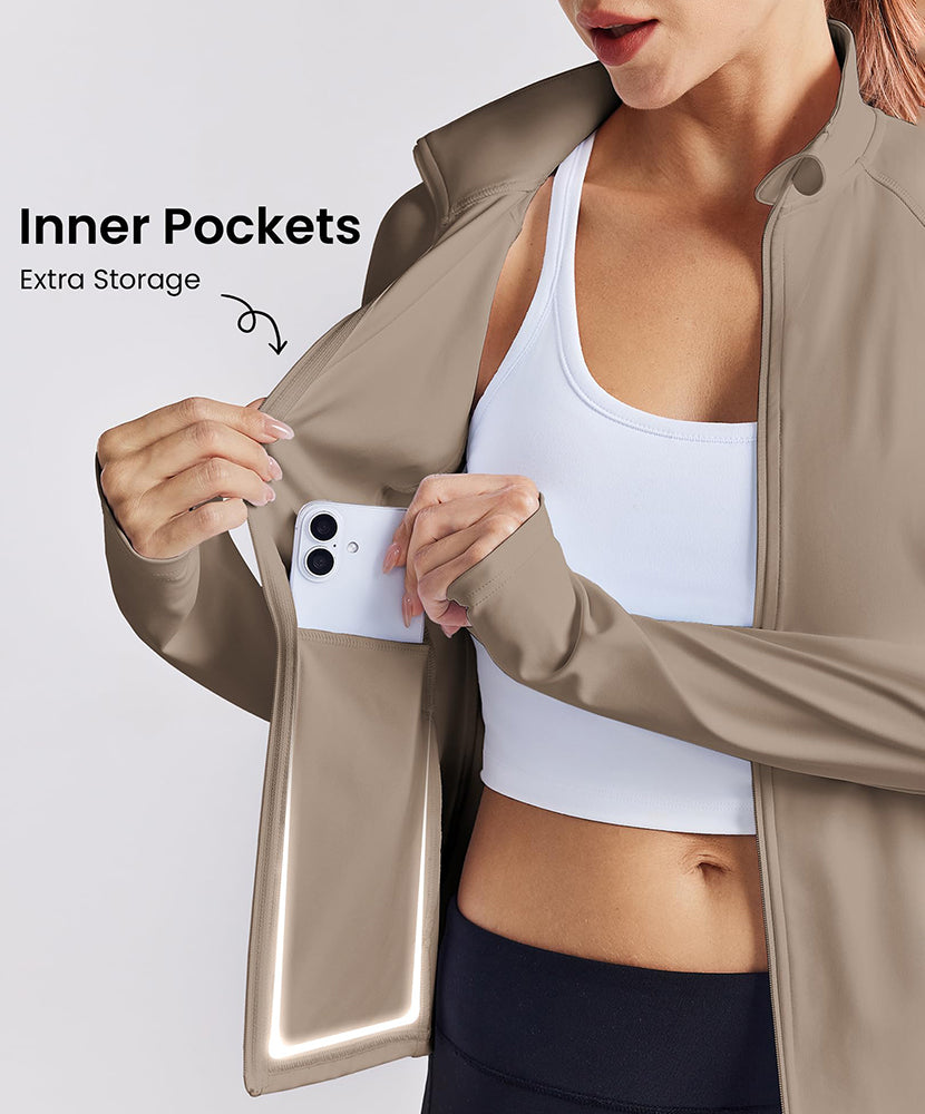 Women's Athletic Zip Up Workout Jacket with 4 Pockets