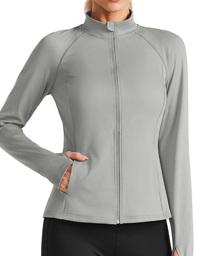 Women's Athletic Zip Up Workout Jacket with 4 Pockets
