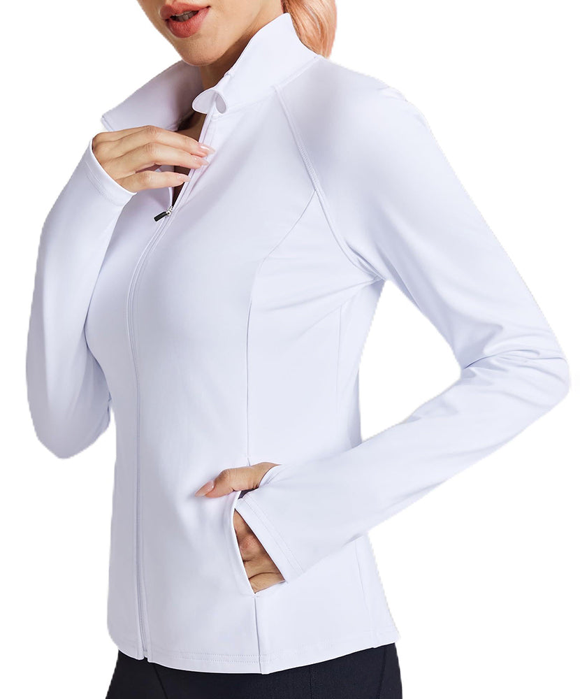 Women's Athletic Zip Up Workout Jacket with 4 Pockets