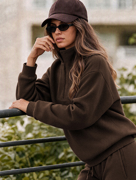 Half-Zip Tracksuit Wide Leg Pants